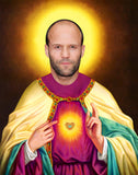 funny saint Jason Statham celebrity prayer candle gift