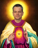 funny saint Matt Damon celebrity prayer candle gift