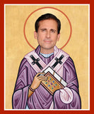 funny saint Steve Carrell Michael Scott celebrity prayer candle gift