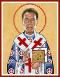 funny saint Arnold Schwarzenegger celebrity prayer candle novelty gift